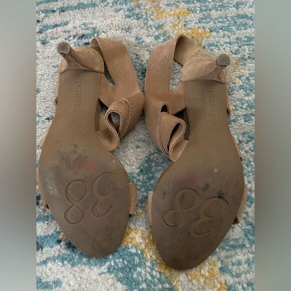 PEDRO GARCIA Tan Suede Sandals Heels Size 8/38 - Picture 8 of 10